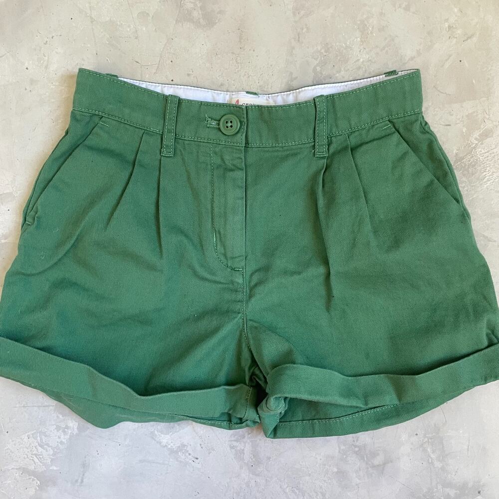 Crewcuts Kids Pleated Shorts Unisex‎ Size 8 Green Cotton Preppy Coastal Tailored